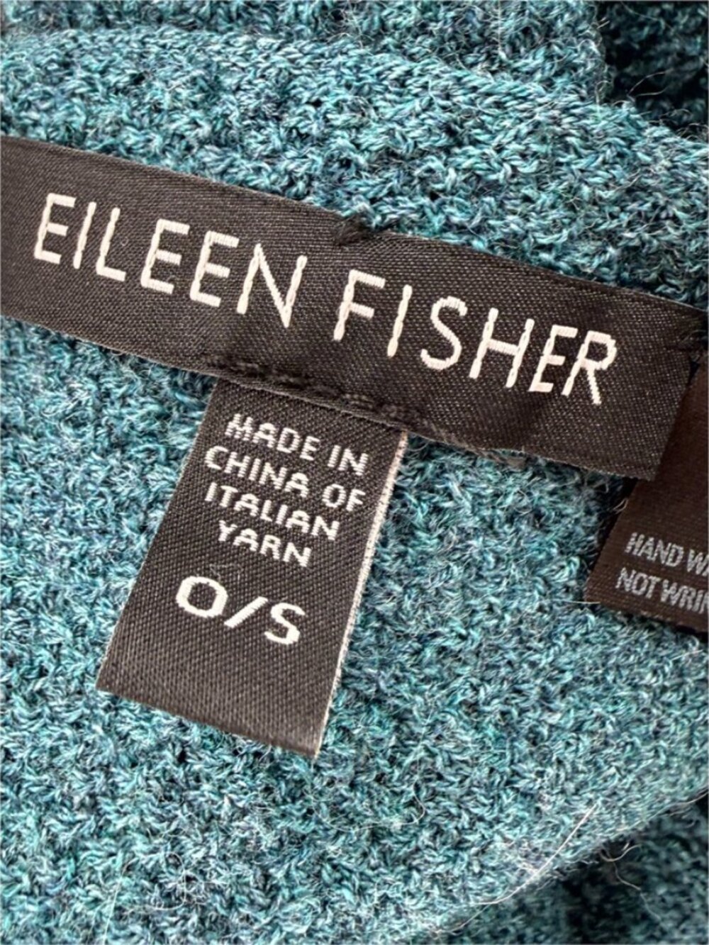 EILEEN FISHER Superfine Merino Poncho in Regenerative Wool Basic Length Teal O/S - Picture 6 of 10